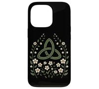 Triquetra Nœud Celtique avec Fleurs Sauvages printanières Coque pour iPhone 13 Pro