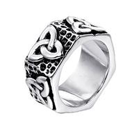 Triquetra Nœud Celtique Homme Viking Ring, Anneau de Bande en Acier Inoxydable Nordic Trinity Knot, Femme Mode Vintage Pagan Amulette Band Protection Bijoux