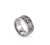 Triquetra Trinity Knot Bague avec nœud des sorcières et nœud celtique irlandais Claddagh Bague en acier inoxydable Bague viking nordique Bijoux pour hommes et femmes, 12, Acier inoxydable, Aucune