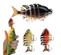 Trira multi -articulé, appâts pour la basse, 3 pièces Kit d'appât de poisson avec crochets aigus, Crankbaits de natation et équipement de basse, truite, crappie, walleye