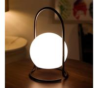 TRIROCKS Lampe de Table Portative Sans Fil, Lampe à Batterie Rechargeable Puissante avec 3 Modes de Lumière, Commande USB pour Camping, Chambre, Intérieur/Extérieur (Noir)