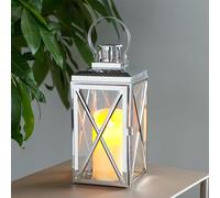 TRIROCKS Lanterne carrée en acier inoxydable de 35,6 cm de hauteur avec verre trempé pour décoration intérieure ou extérieure