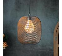 TRIROCKS Lanterne Métallique Suspendue Alimentée par Batterie avec Minuterie 6H, Lampe Décorative en Cage avec Lumières LED Féériques pour Salon, Jardin, Intérieur/Extérieur (Noir)