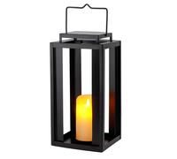 TRIROCKS Lanternes Extérieures en Métal Noir, Chandelier Grande 43 cm Haut, Porte-Bougie Suspendu avec Bougie LED Flammes Sans Flamme et Minuterie, Décor Maison, Jardin (Sans Verre)