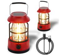TRIROCKS Lot de 2 lanternes solaires de camping LED à intensité variable, rechargeables, IPX3, résistantes à l'eau, lumières d'urgence portables pour camping, maison, panne de courant, ouragan,