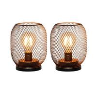 TRIROCKS Set de 2 Lampes de Table à Piles, Lanterne Métallique Sans Fil avec Ampoule LED, Lumières Extérieures Vintage Ovales pour Mariages, Soirées, Patio, Décor Intérieur