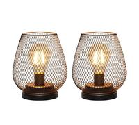 TRIROCKS Set de 2 Lampes de Table Décoratives Extérieures à Piles, Lanternes Métalliques Sans Fil avec Ampoule LED pour Mariages, Soirées, Patio, Décor Intérieur