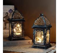 TRIROCKS Set de 2 Lanternes Décoratives 20 cm Haut, Porte-Bougies Métalliques Suspendues Parfaites pour Décor Maison, Salon, Soirées, Tablette, Intérieur/Extérieur (Gris)