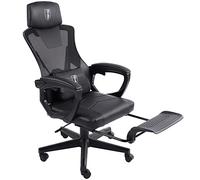 TRISENS Chaise de gaming au design de course moderne avec repose-pieds pliable, chaise de jeu avec accoudoirs flexibles, chaise de bureau ergonomique avec coussin de soutien supplémentaire, couleur