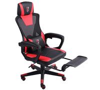 TRISENS Chaise de jeu, au design de course moderne, avec repose-pieds pliable, avec accoudoirs flexibles, chaise de bureau ergonomique avec coussin de soutien supplémentaire, couleur : noir/rouge
