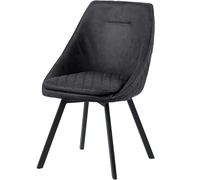TRISENS Chaise de salle à manger, pivotante, design avec revêtement en cuir PU, aspect vieilli, pour cuisine, couleur : noir, quantité : 1 pièce