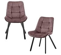 TRISENS Lot de 2 chaises en velours, rembourrées, pour salle à manger, cuisine, pieds en métal, couleur : Dustrosa, quantité : 2 pièces