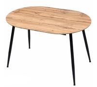 TRISENS Table à manger Rodrigo extensible 120-150-180 x 80 cm 4-10 personnes Table de cuisine ovale avec cadre en métal pour cuisine, salle à manger aspect bois, couleur chêne