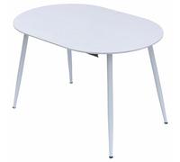 TRISENS Table à manger Rodrigo - Extensible - 120-150-180 x 80 cm - 4 à 10 personnes - Ovale - Avec structure en métal - Pour cuisine, salle à manger - Aspect bois - Couleur : blanc