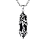 TRISHULA Collier arbre de vie en cristal de guérison pour hommes en argent sterling 925 Pendentif arbre de vie Bijoux pour cadeaux pour femmes et maris