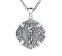 TRISHULA Collier médailles sacrées en argent sterling 925 Saint Sébastien Sainte patron Collier de protection religieuse Amulette Bijoux Cadeaux religieux pour hommes et femmes