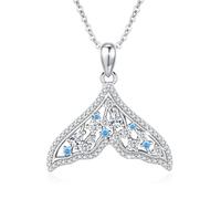TRISHULA Meerjung Pendentif en forme de queue de baleine en argent sterling 925 pour femme - Cadeau pour mère et fille - Pour les amoureux de l'océan