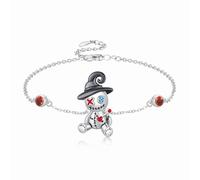 TRISHULA Voodoo Bracelets de poupée en argent sterling 925 Vaudou Bracelets réglables pour femmes Poupée fantôme Bracelet de cheville gothique Bijoux d'Halloween