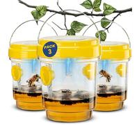 TriskelBlue Lot de 3 pièges à guêpes solaires à suspendre - Attrape-abeilles, frelons et vestes jaunes réutilisables avec lumière LED - Piège à insectes à énergie solaire pour jardin, terrasse, porche