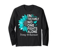 Trisomy 18 Prise de Conscience du Tournesol Support Trisomie 18 Guerrier Manche Longue