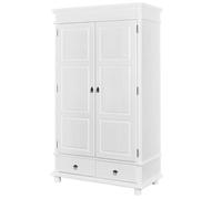 AltoBuy Tristan - Armoire 2 Portes 2 Tiroirs Bois Massif Vernis Blanc