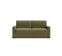 Bestmobilier - Tristan - Canapé lit 3 Places Convertible Express Couchage Quotidien 140 cm Matelas 14 cm en Velours côtelé, Vert Kaki