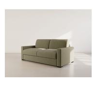 Bestmobilier - Tristan - Canapé lit 3 Places Convertible Express Couchage Quotidien 140 cm Matelas 18 cm en Velours côtelé, Vert Kaki