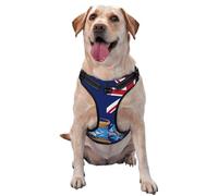 Tristan Da Cunha Harnais réfléchissant pour chien avec drapeau anti-traction réglable Oxford facile à contrôler Taille M et L