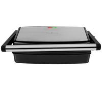 Tristar GR-2859 électrique Grill à contact revêtement anti-adhésif, voyant lumineux, rabattable argent, noir