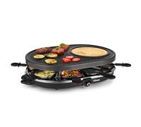Tristar Raclette Multifonction, Pour 8 Personnes, Plaque 43 x 30 cm pour Grillades, Crêpes et Pierre à Cuire, Thermostat Réglable, Facile à Nettoyer, 1200 W, RA-2996