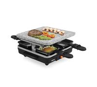 Tristar Raclette Pierre, Plaque de gril en pierre, Surface de cuisson 21 x 21 cm, Convient pour 4 personnes, Inclus 4 coupelles, Sans BPA, RA-2745