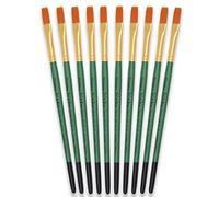 Tristar Série 104 Lot de 10 Pinceaux poils synthétiques plats n°10 Taklon Or/Manche vert