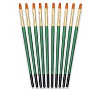 Tristar Série 104 Lot de 10 Pinceaux poils synthétiques plats n°6 Taklon Or/Manche vert