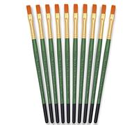 Tristar Série 104 Lot de 10 Pinceaux poils synthétiques plats n°8 Taklon Or/Manche vert