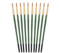 Tristar Série 104 Lot de 10 Pinceaux poils synthétiques ronds n°10 Taklon Or/Manche vert