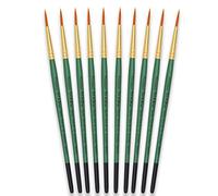 Tristar Série 104 Lot de 10 Pinceaux poils synthétiques ronds n°12 Taklon Or/Manche vert