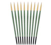 Tristar Série 104 Lot de 10 Pinceaux poils synthétiques ronds n°2 Taklon Or/Manche vert