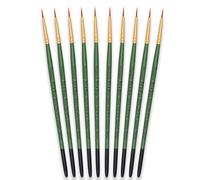 Tristar Série 104 Lot de 10 Pinceaux poils synthétiques ronds n°4 Taklon Or/Manche vert