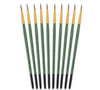 Tristar Série 104 Lot de 10 Pinceaux poils synthétiques ronds n°6 Taklon Or/Manche vert