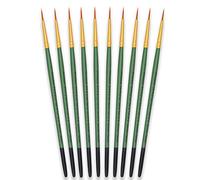 Tristar Série 104 Lot de 10 Pinceaux poils synthétiques ronds n°8 Taklon Or/Manche vert
