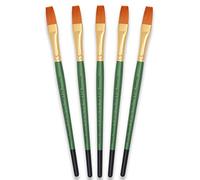 Tristar Série 104 Lot de 5 Pinceaux poils synthétiques plats n°14 Taklon Or/Manche vert