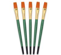 Tristar Série 104 Lot de 5 Pinceaux poils synthétiques plats n°16 Taklon Or/Manche vert