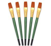 Tristar Série 104 Lot de 5 Pinceaux poils synthétiques plats n°18 Taklon Or/Manche vert