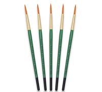 Tristar Série 104 Lot de 5 Pinceaux poils synthétiques ronds n°16 Taklon Or/Manche vert