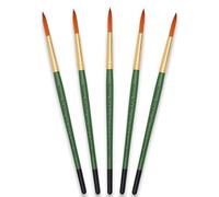 Tristar Série 104 Lot de 5 Pinceaux poils synthétiques ronds n°18 Taklon Or/Manche vert