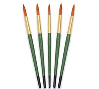 Tristar Série 104 Lot de 5 Pinceaux poils synthétiques ronds n°20 Taklon Or/Manche vert