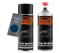 TRISTARcolor Bombe de peinture pour Mini A63 Lightning Blue Metallic +2K | Peinture voiture, Kit peinture de base + vernis 2K, bombes aérosols 400ml