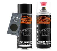 TRISTARcolor Bombe de peinture pour Mini A94 Midnight Black Metallic +2K | Peinture voiture, Kit peinture de base + vernis 2K, bombes aérosols 400ml