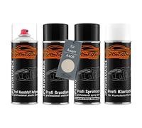 TRISTARcolor Ensemble de bombes de peinture Peinture voiture pour plastique pour Aixam A408 Blanc Nacre apprêt adhérent, peinture de base, vernis transparent avec assouplissant