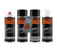 TRISTARcolor Ensemble de bombes de peinture Peinture voiture pour plastique pour Ford PCAAH Maple Red Metallic apprêt adhérent, peinture de base, vernis transparent avec assouplissant
